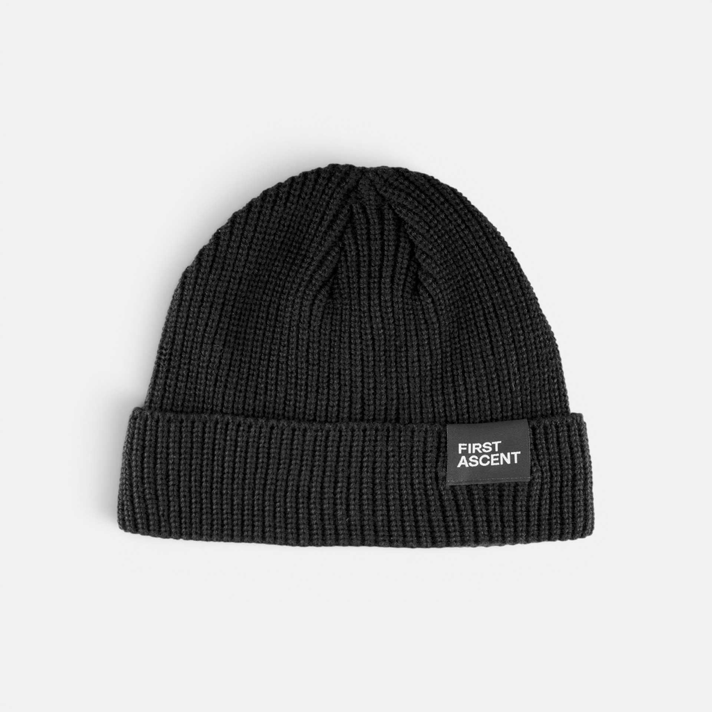 First Ascent Rib Knit Beanie (Black)